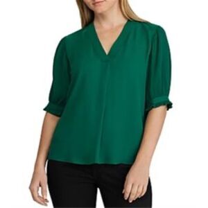 Lauren Ralph Lauren Pleated Sleeve Georgette Top